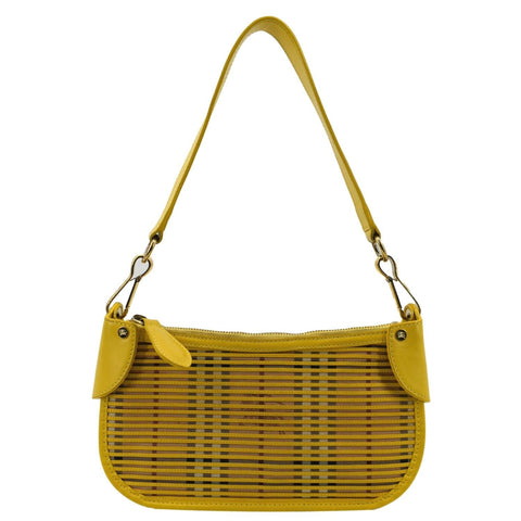 BURBERRY Nova Check Leather Pochette Bag Yellow