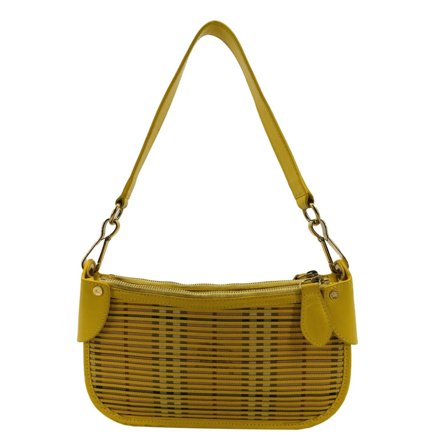 BURBERRY Nova Check Leather Pochette Bag Yellow