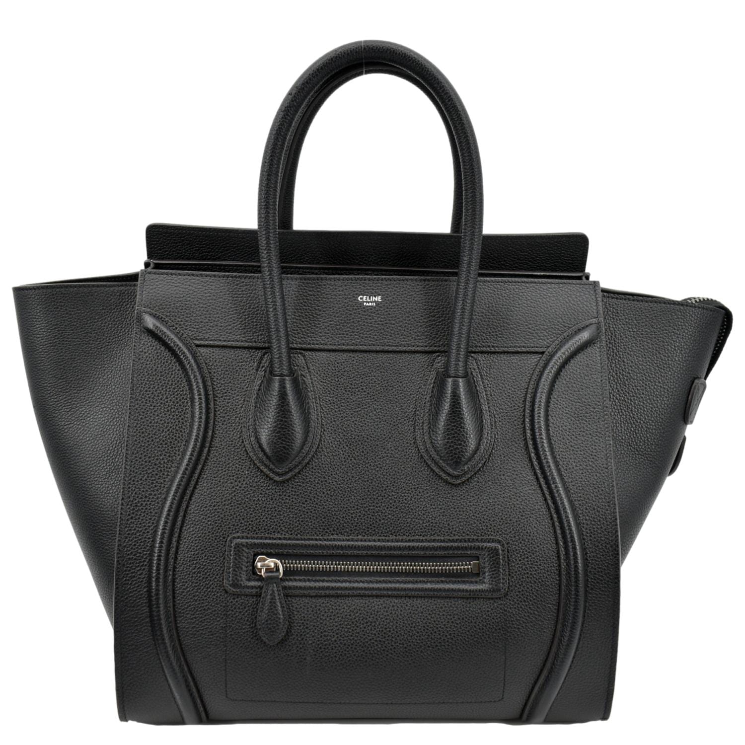 CELINE Drummed Mini Luggage Calfskin Leather Tote Bag Black - Hot Deals