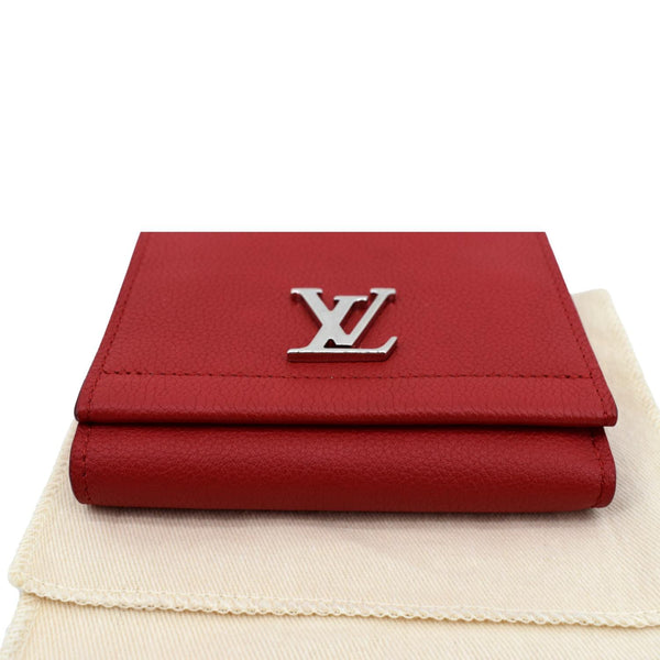 Louis Vuitton Lockme II Small Compact Calfskin Leather Wallet Red - Bottom