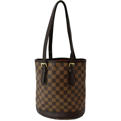 LOUIS VUITTON Marais Bucket Damier Ebene Shoulder Bag Brown