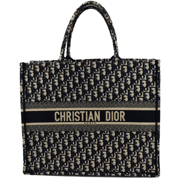 Christian Dior Large Book Oblique Embroidered Tote Bag - Close Look