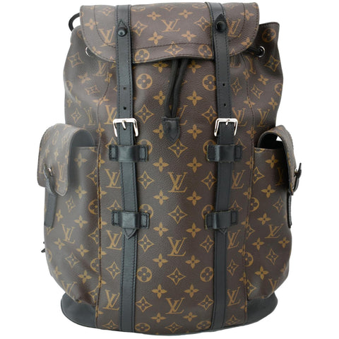 LOUIS VUITTON Christopher Monogram Macassar Canvas Backpack Bag Brown