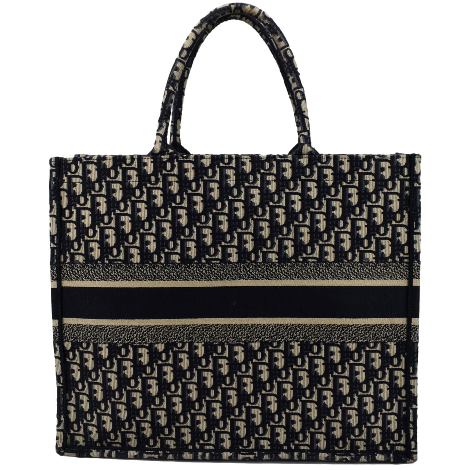 Christian Dior Large Book Oblique Embroidered Tote Bag