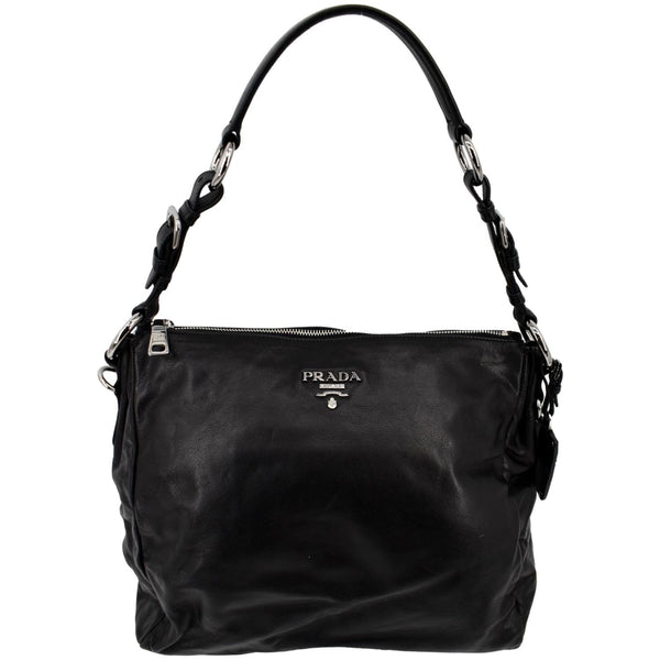 Prada Leather Shoulder Bag in Black Color - Front