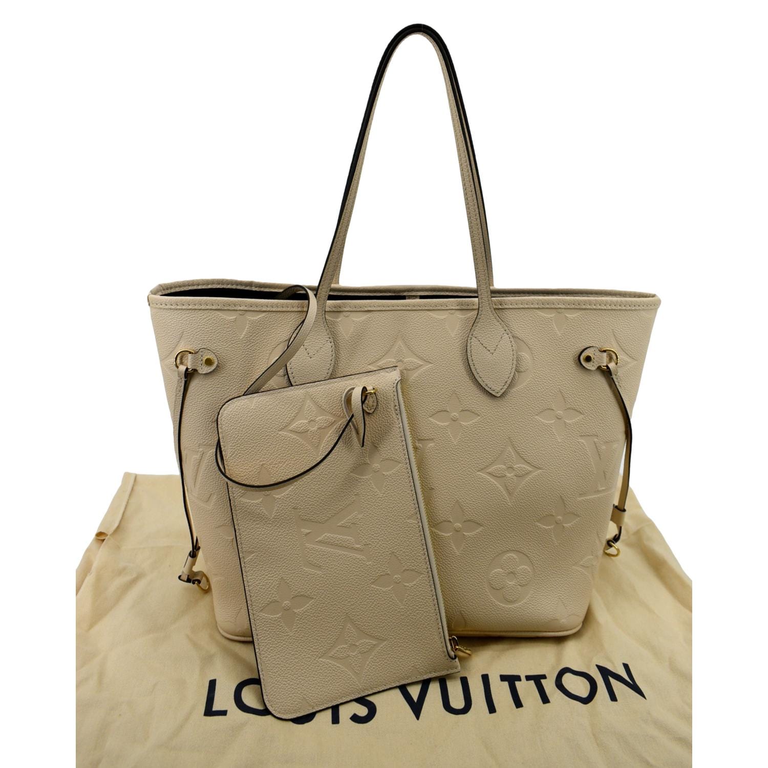 Louis Vuitton Neverfull MM Tourterelle Monogram Empreinte Leather.  Microchip, Women's Fashion, Bags & Wallets, Shoulder Bags on Carousell
