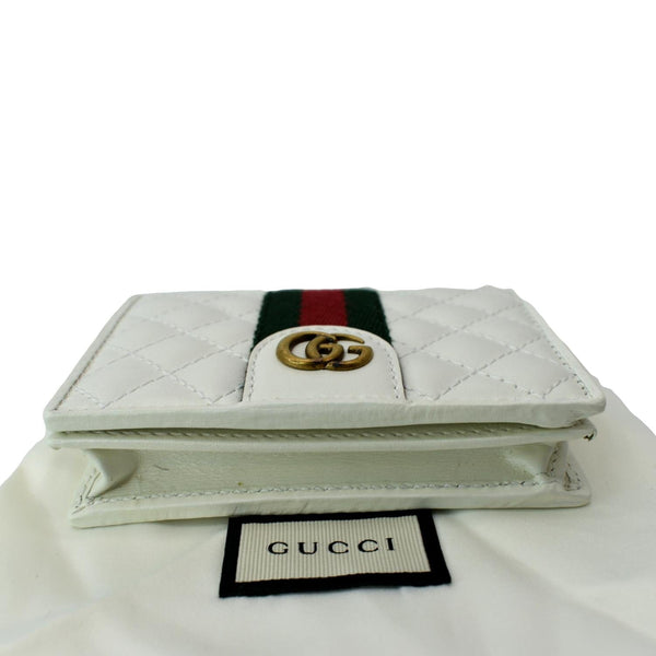 GUCCI Double G Web Trapuntata Card Case Wallet White 536453