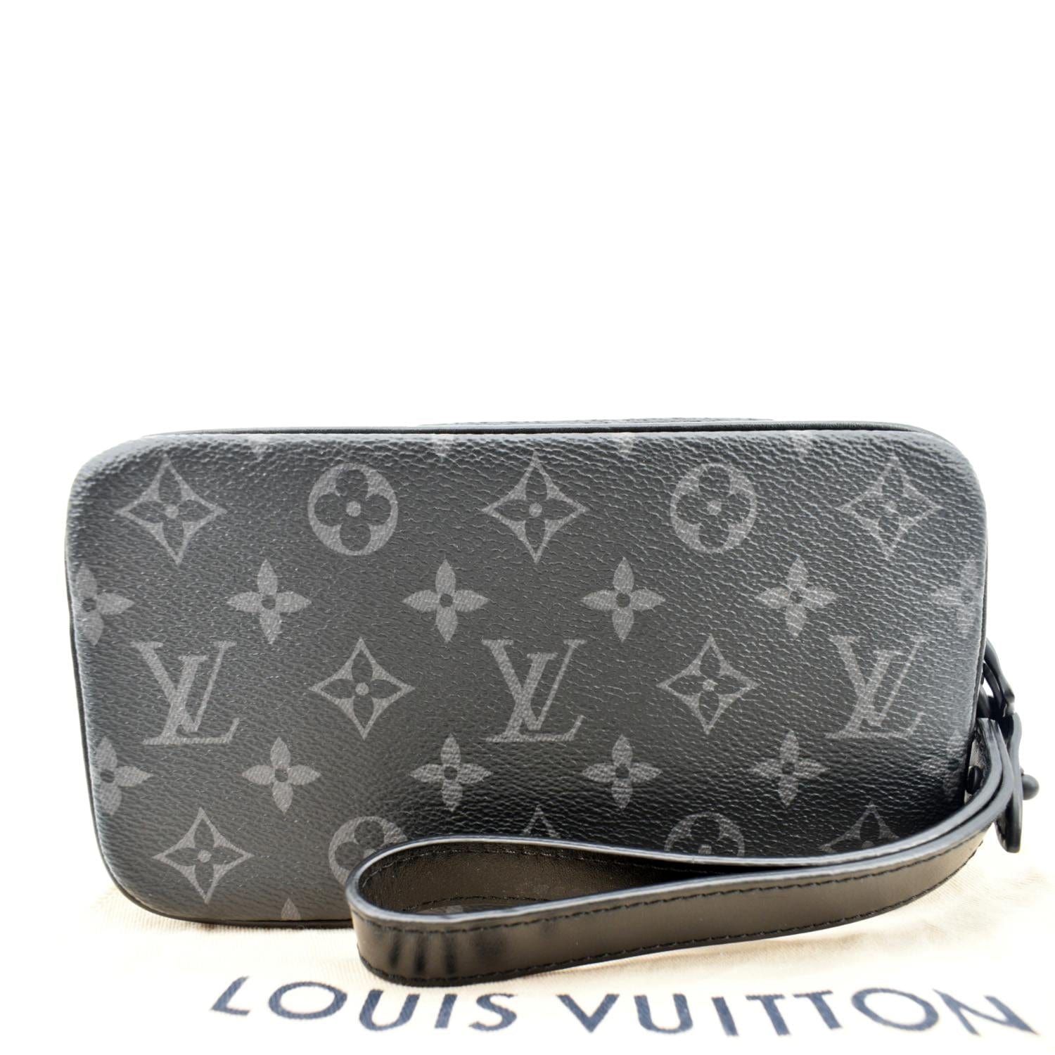 LOUIS VUITTON Louis Vuitton Pochette Volga Second Bag M68321 Monogram  Eclipse Leather Gray Black Wristlet Clutch