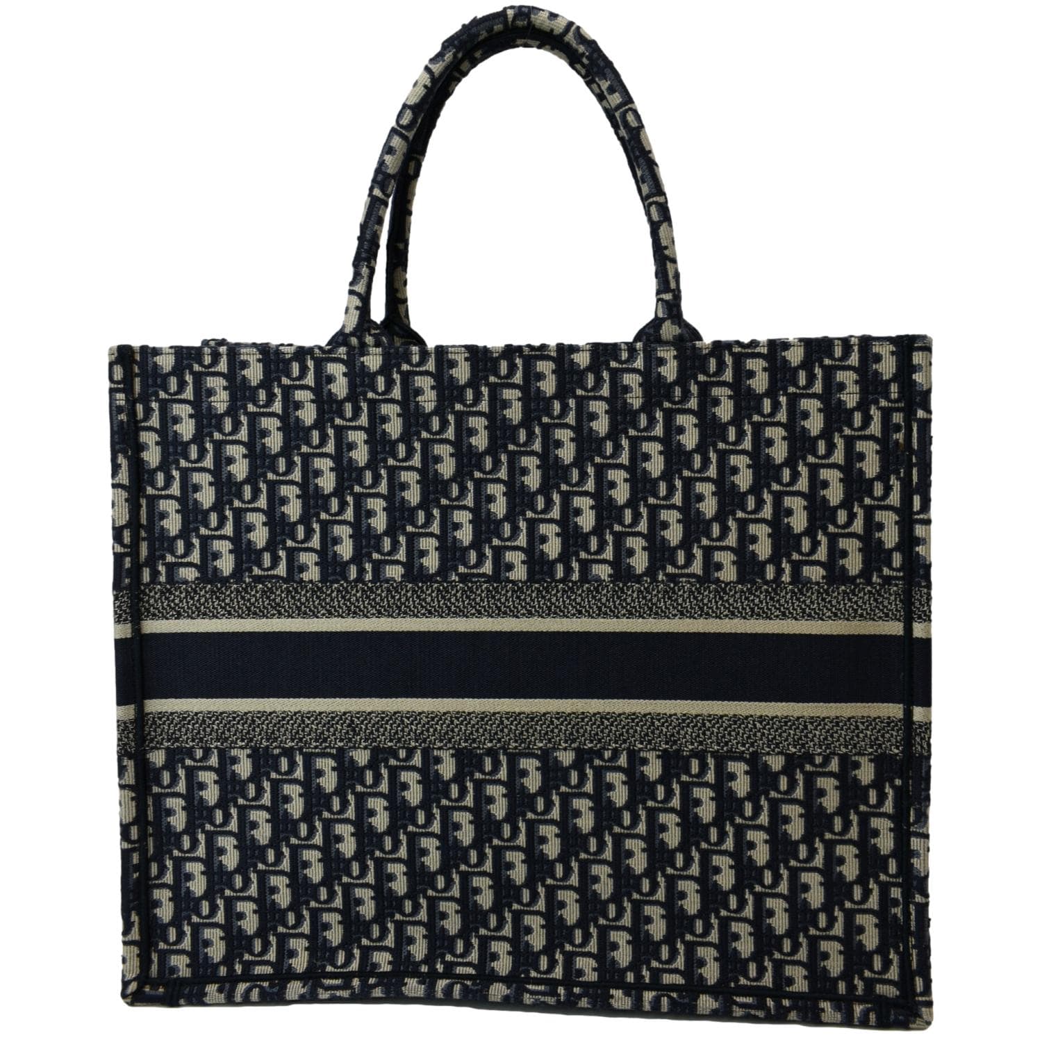 CHRISTIAN DIOR Large Book Oblique Embroidered Canvas Tote Bag Multicol
