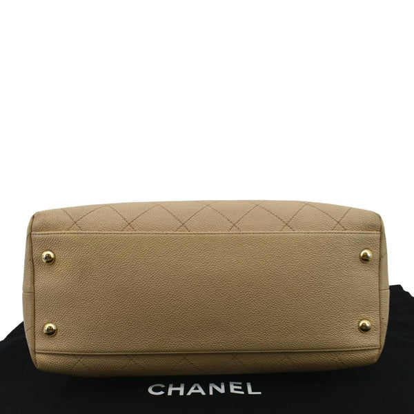 Chanel Zip Carry Grained Calfskin Leather Shopping Tote Bag - Bottom