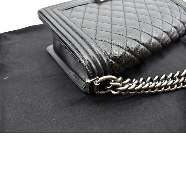 CHANEL Medium Boy Flap Caviar Leather Shoulder Bag Black