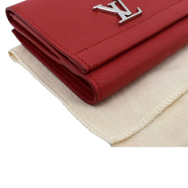 Louis Vuitton Lockme II Small Compact Calfskin Leather Wallet Red - Top Left