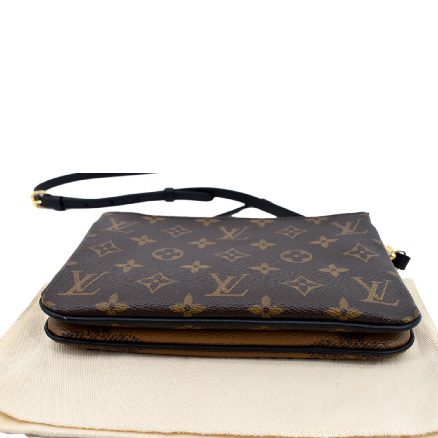 LOUIS VUITTON Double Zip Pochette Reverse Monogram Giant Crossbody Bag