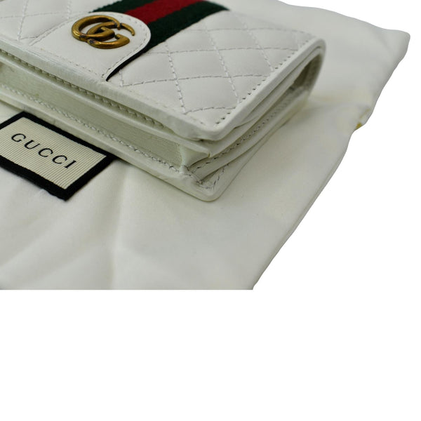 GUCCI Double G Web Trapuntata Card Case Wallet White 536453