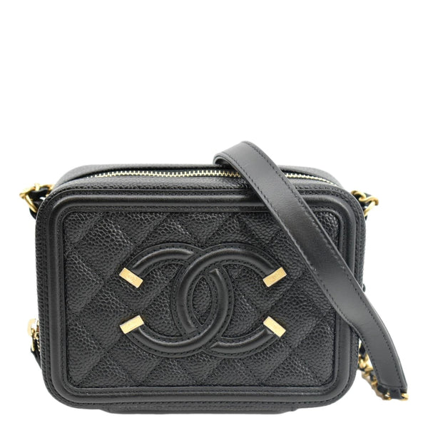 Chanel CC Filigree Vanity Quilted Caviar Shoulder Bag - Front