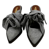 BURBERRY Pewter Melange Leather Fabric Heel Size 36.5