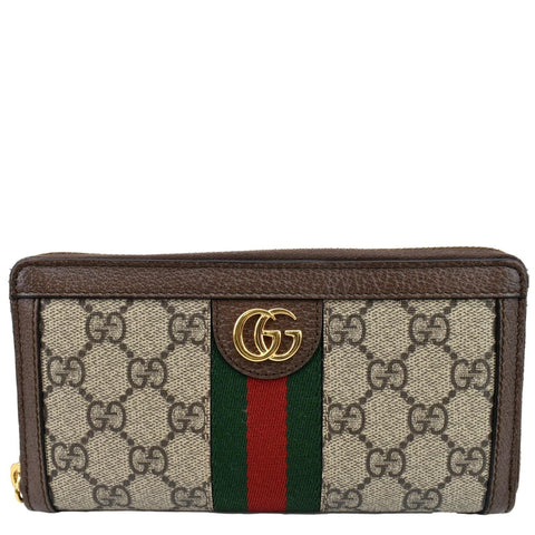 GUCCI Ophidia GG Continental Supreme Canvas Zip Around Wallet Beige 523154