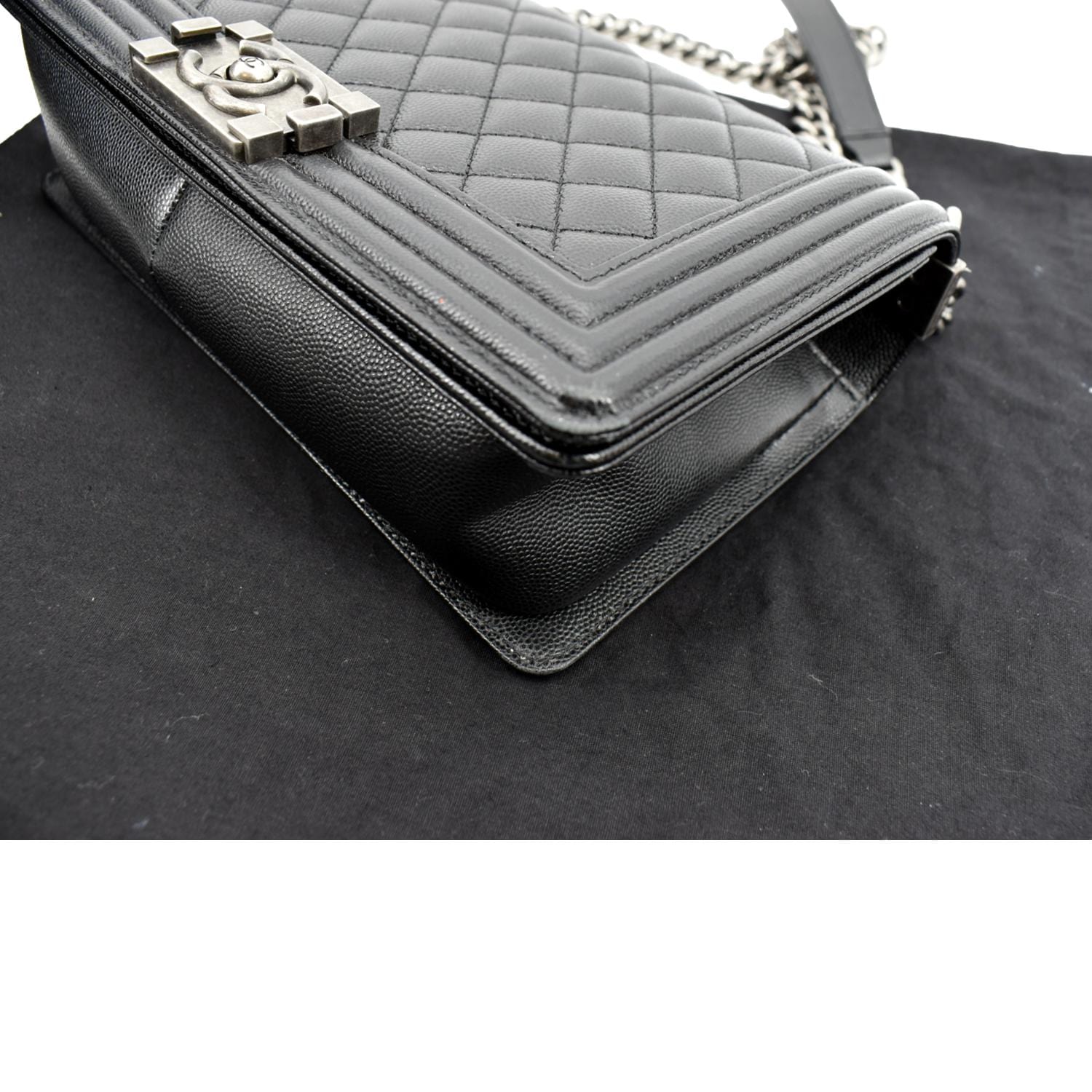 Chanel Black Quilted Caviar Single Flap Bag Ruthenium Hardware