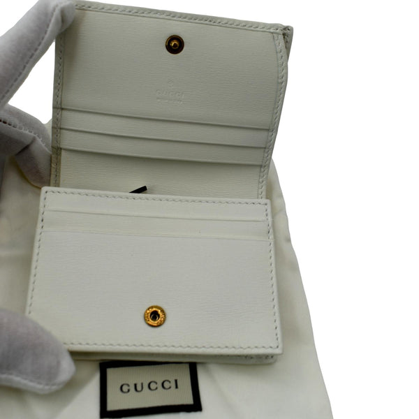 GUCCI Double G Web Trapuntata Card Case Wallet White 536453