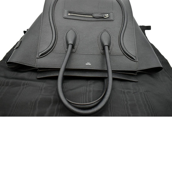 CELINE Drummed Mini Luggage Calfskin Leather Tote Bag Black - Hot Deals