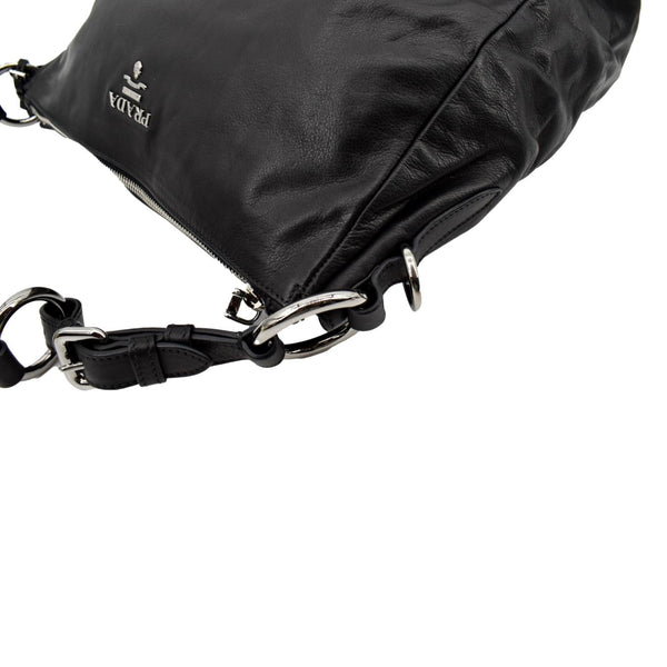 Prada Leather Shoulder Bag in Black Color - Top Left