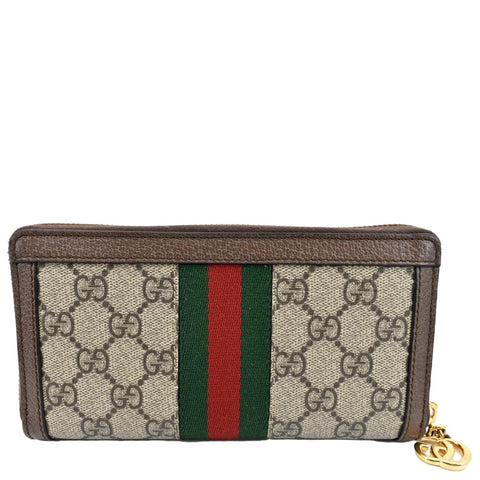 GUCCI Ophidia GG Continental Supreme Canvas Zip Around Wallet Beige 523154