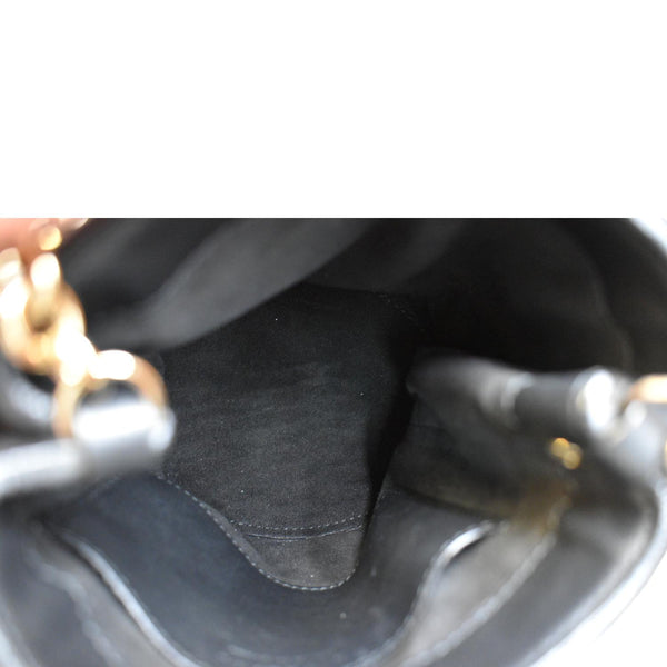 Burberry Mini Fringe Suede Crossbody Bucket Bag in Black - Inside