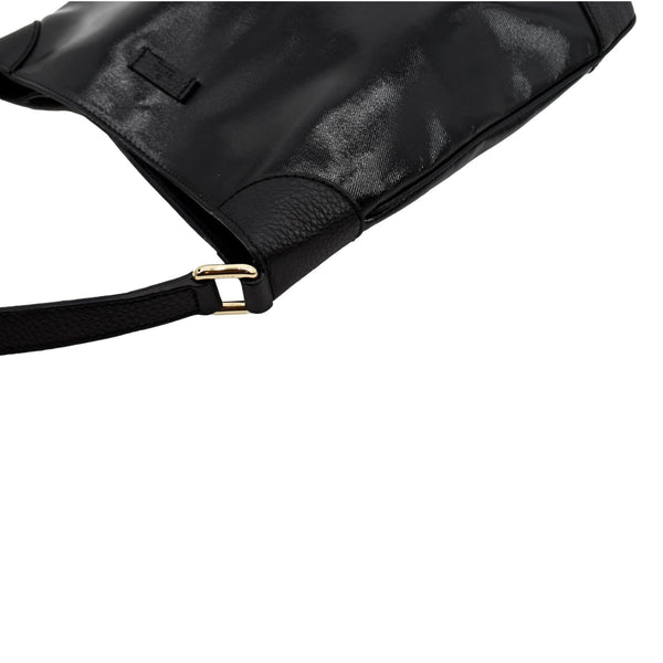 GUCCI Trim Leather Hobo Bag Black 257296