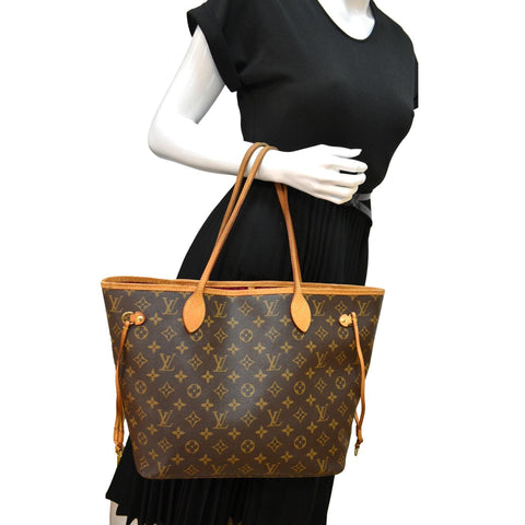 LOUIS VUITTON Neverfull MM Monogram Canvas Tote Bag Brown