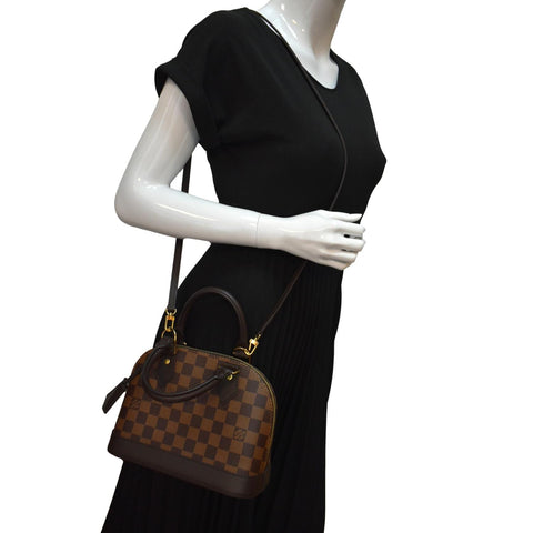 Louis Vuitton Alma BB Damier Ebene Satchel Crossbody Bag - Full View