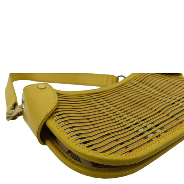 BURBERRY Nova Check Leather Pochette Bag Yellow