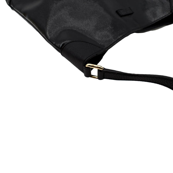 GUCCI Trim Leather Hobo Bag Black 257296