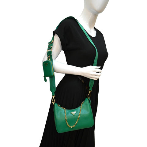 PRADA Re-Edition 2005 Saffiano Leather Shoulder Bag Green