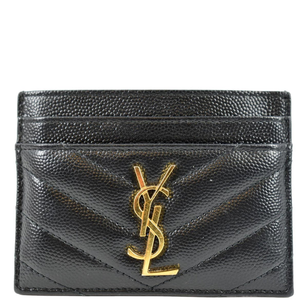 Yves Saint Laurent Monogram Grain Leather Card Case - Front