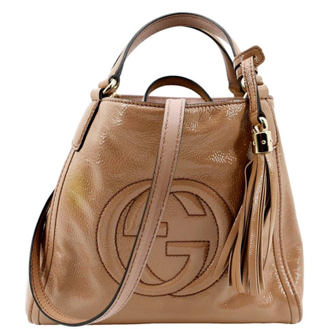 GUCCI Soho Small Patent Leather Shoulder Bag Neutral 336751