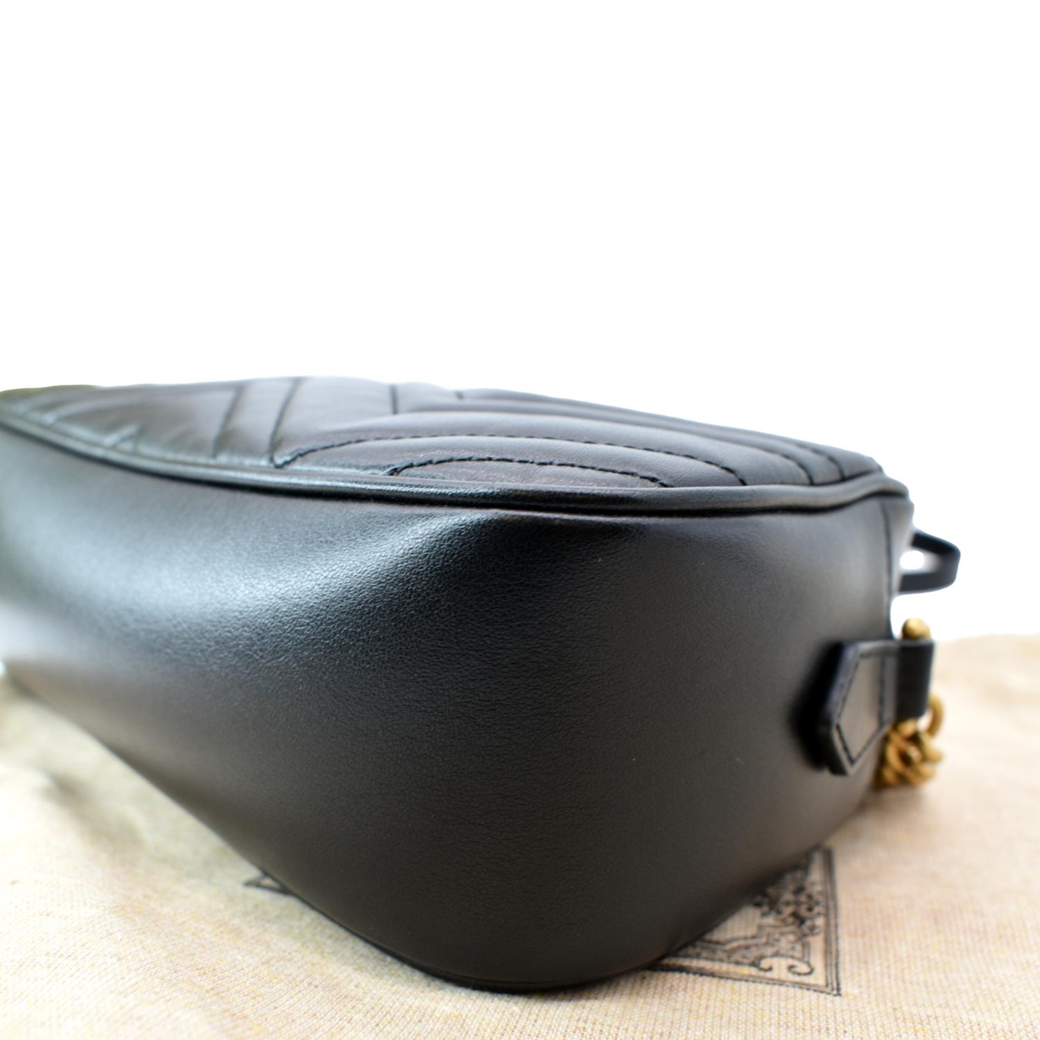 GUCCI GG Marmont Small Matelasse Leather Crossbody Bag Black 447632