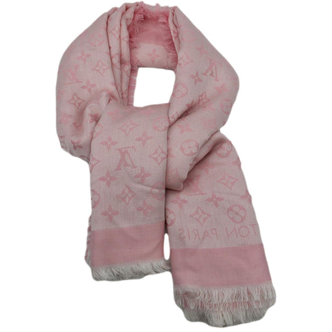 LOUIS VUITTON Jacquard Weave Monogram Denim Shawl Light Pink