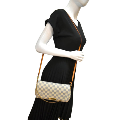 LOUIS VUITTON Favorite MM Damier Azur Crossbody Bag White