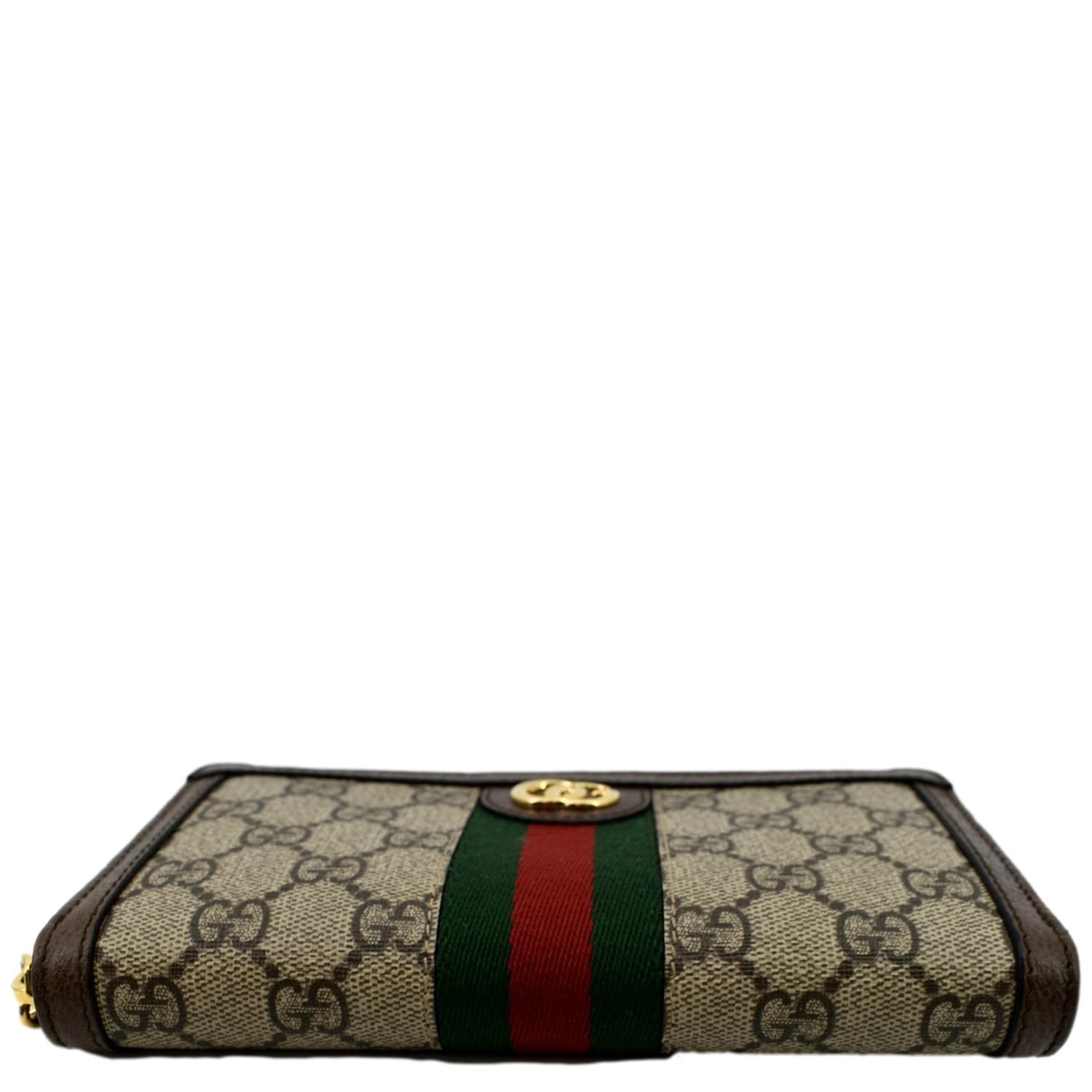 GUCCI Ophidia GG Continental Supreme Canvas Zip Around Wallet Beige 52