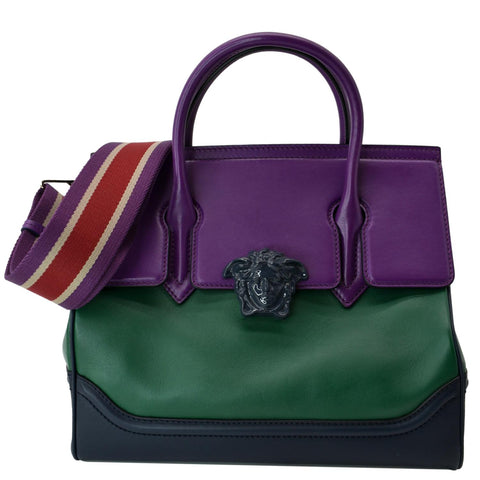 VERSACE Palazzo Empire Leather Crossbody Bag Purple