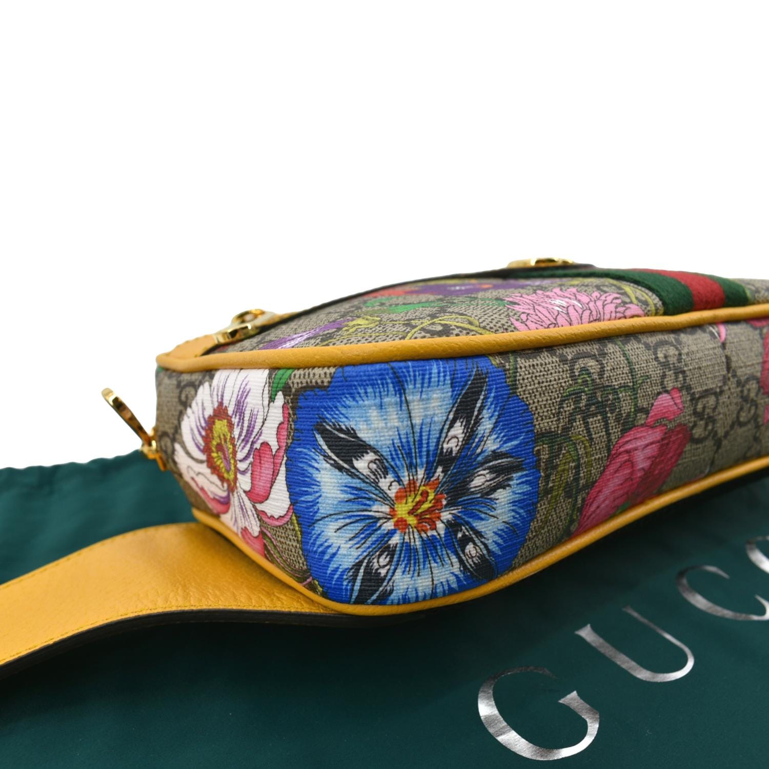 GUCCI Ophidia Flora GG Supreme Canvas Belt Messenger Bag Beige 574796