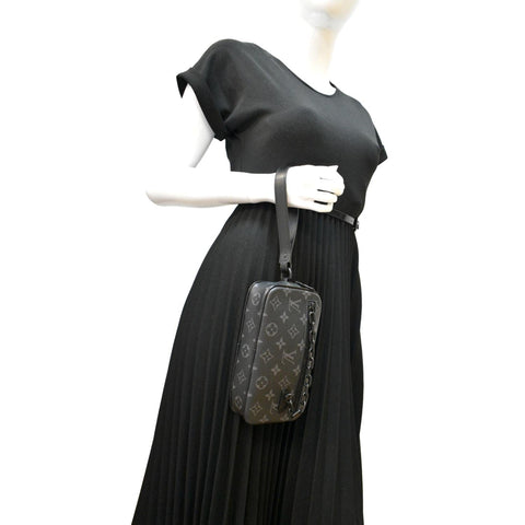 LOUIS VUITTON Volga Monogram Eclipse Pochette Clutch Bag Black