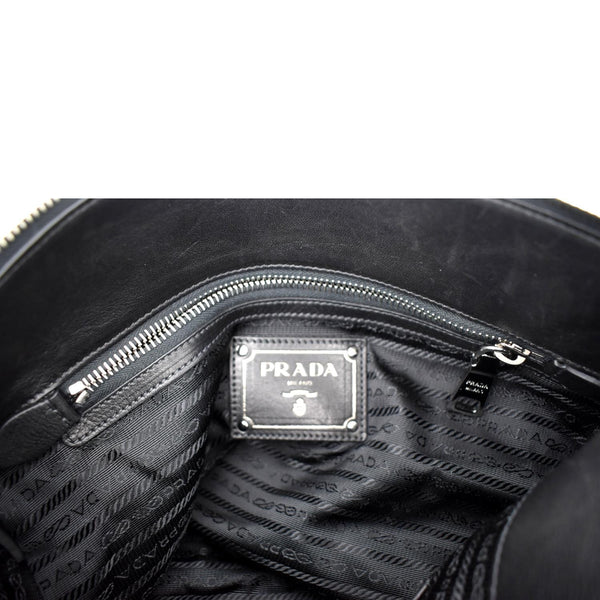 Prada Leather Shoulder Bag in Black Color - Stamp
