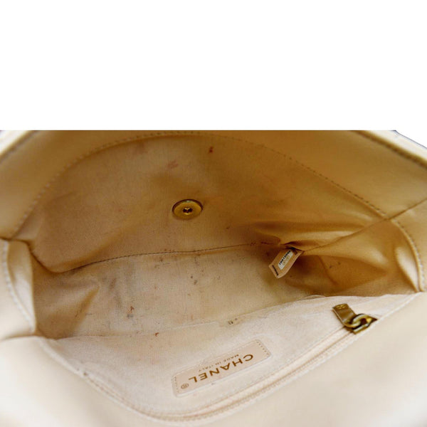 CHANEL CC Charm Flap Lambskin Leather Shoulder Bag Beige