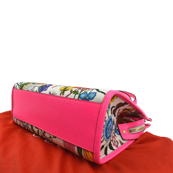 Gucci Medium Flora Canvas Tote Shoulder Bag in Pink - Bottom Right