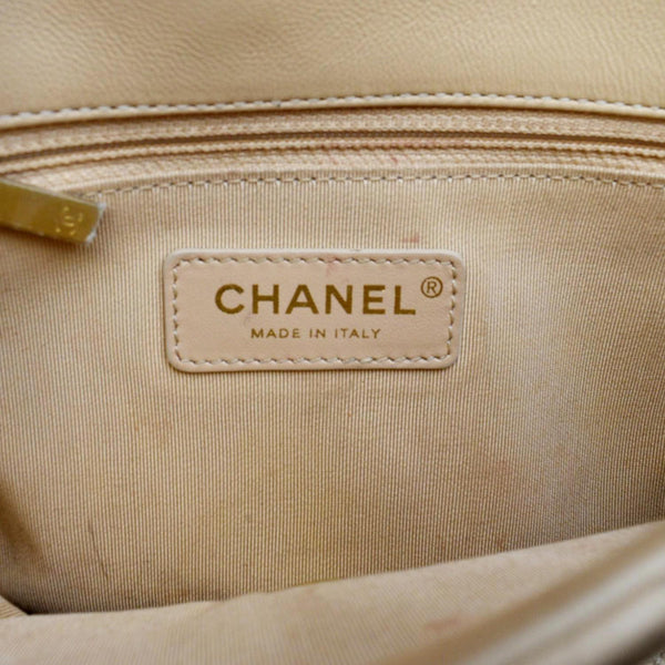 CHANEL CC Charm Flap Lambskin Leather Shoulder Bag Beige