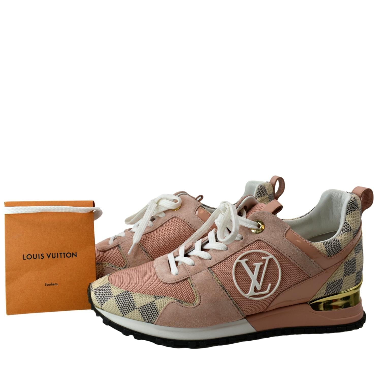 LOUIS VUITTON Runaway Suede Damier Azur Sneakers Pink Size 39