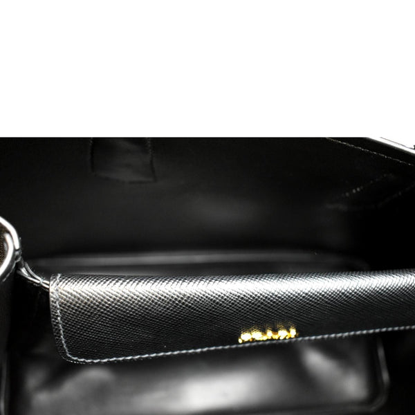 Prada Double Handle Saffiano Leather Tote Bag Black - Inside Section