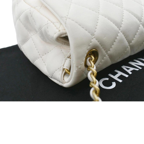 CHANEL Pearl Crush Mini Square Flap Leather Crossbody Bag White