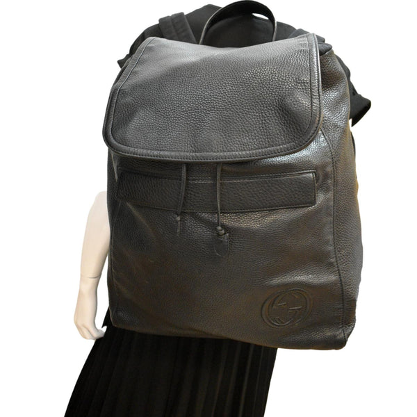 GUCCI GG Pebbled Leather Backpack Grey 322061